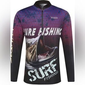 FAISOX UPF50+ Lure Fishing Jersey Ice Silk Half Stand Collar Long Sleeve…